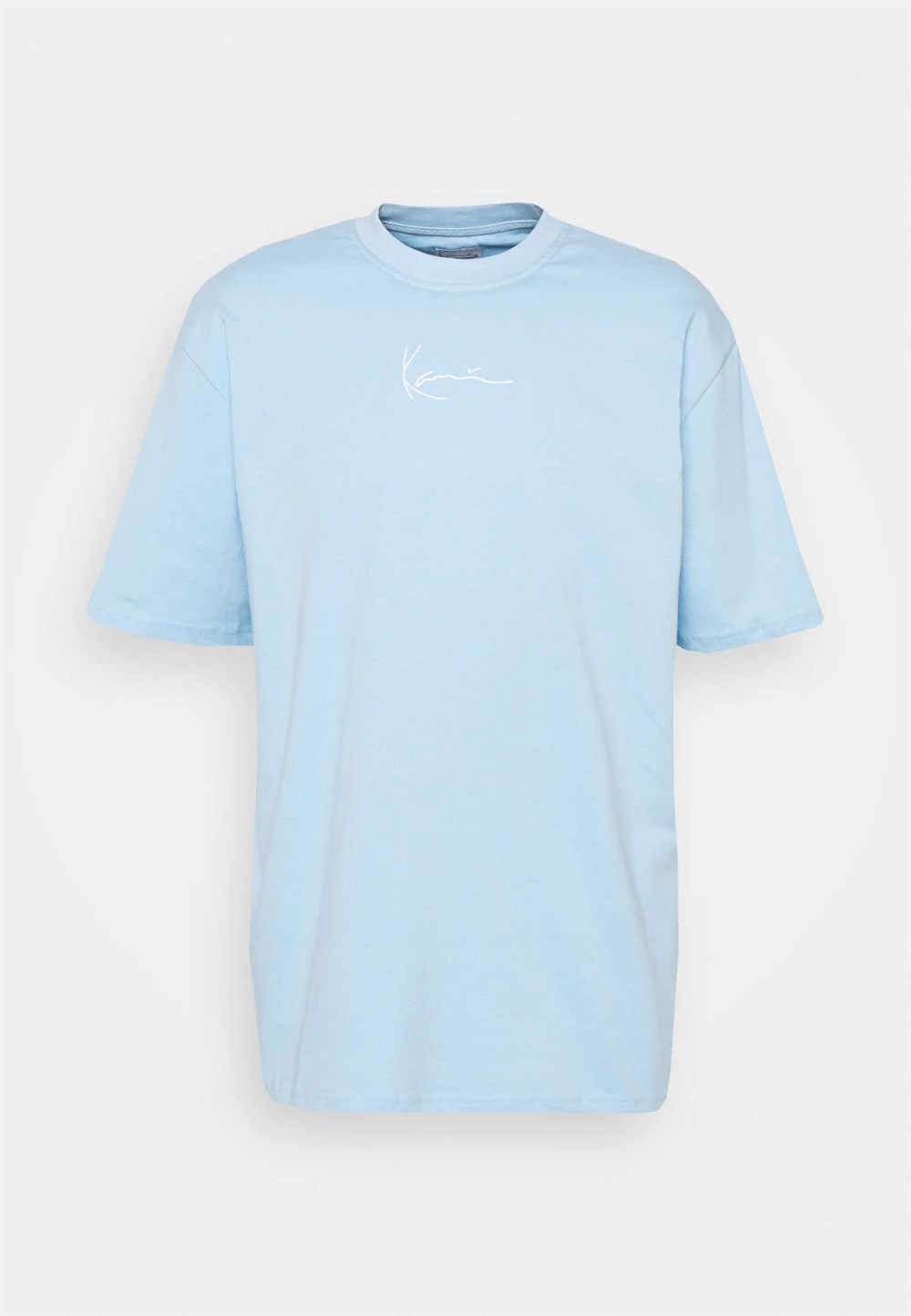 Oversize İmza Baskılı T shirt-Mavi Açık