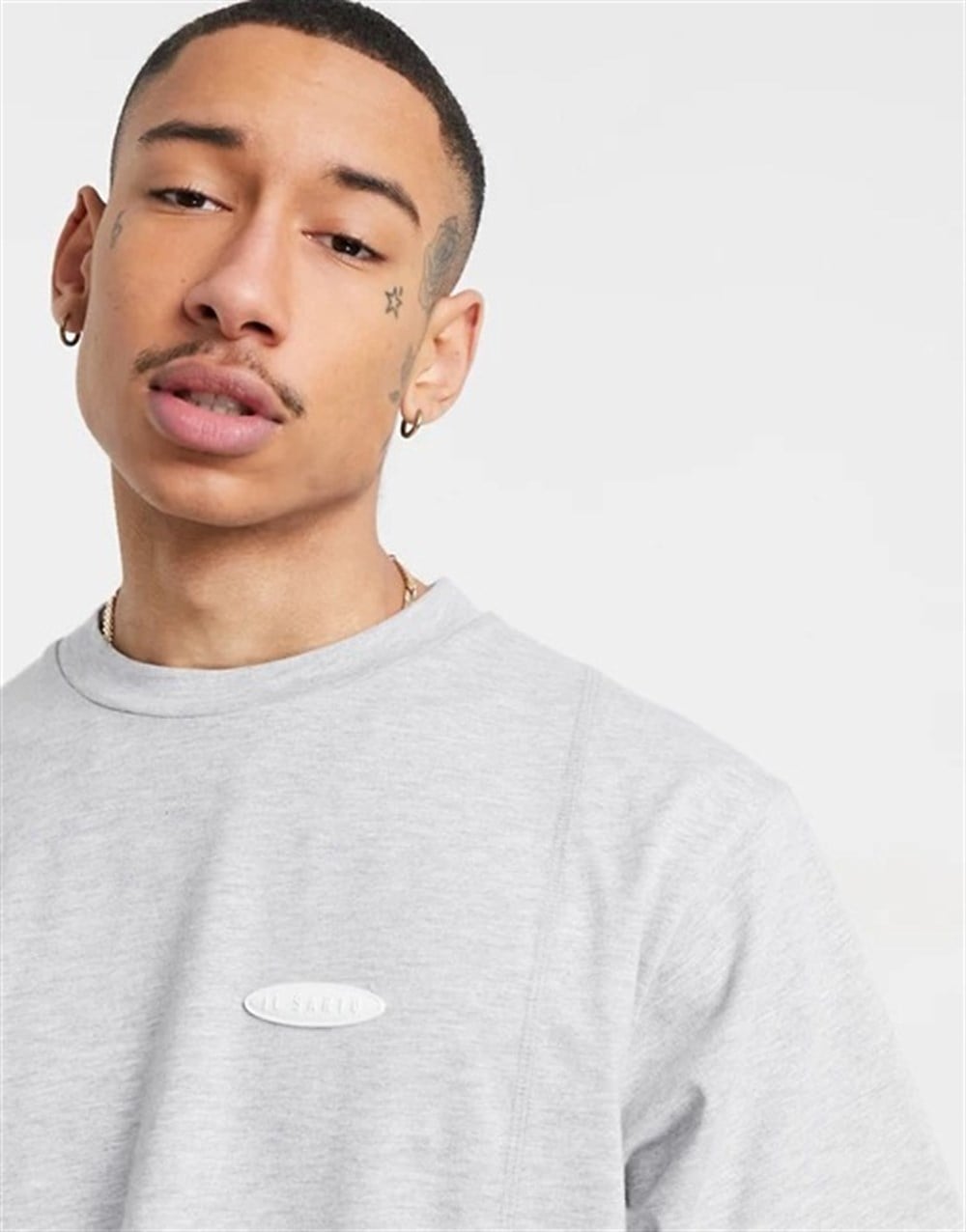 Oversize Overlock Detaylı  T shirt-Gri
