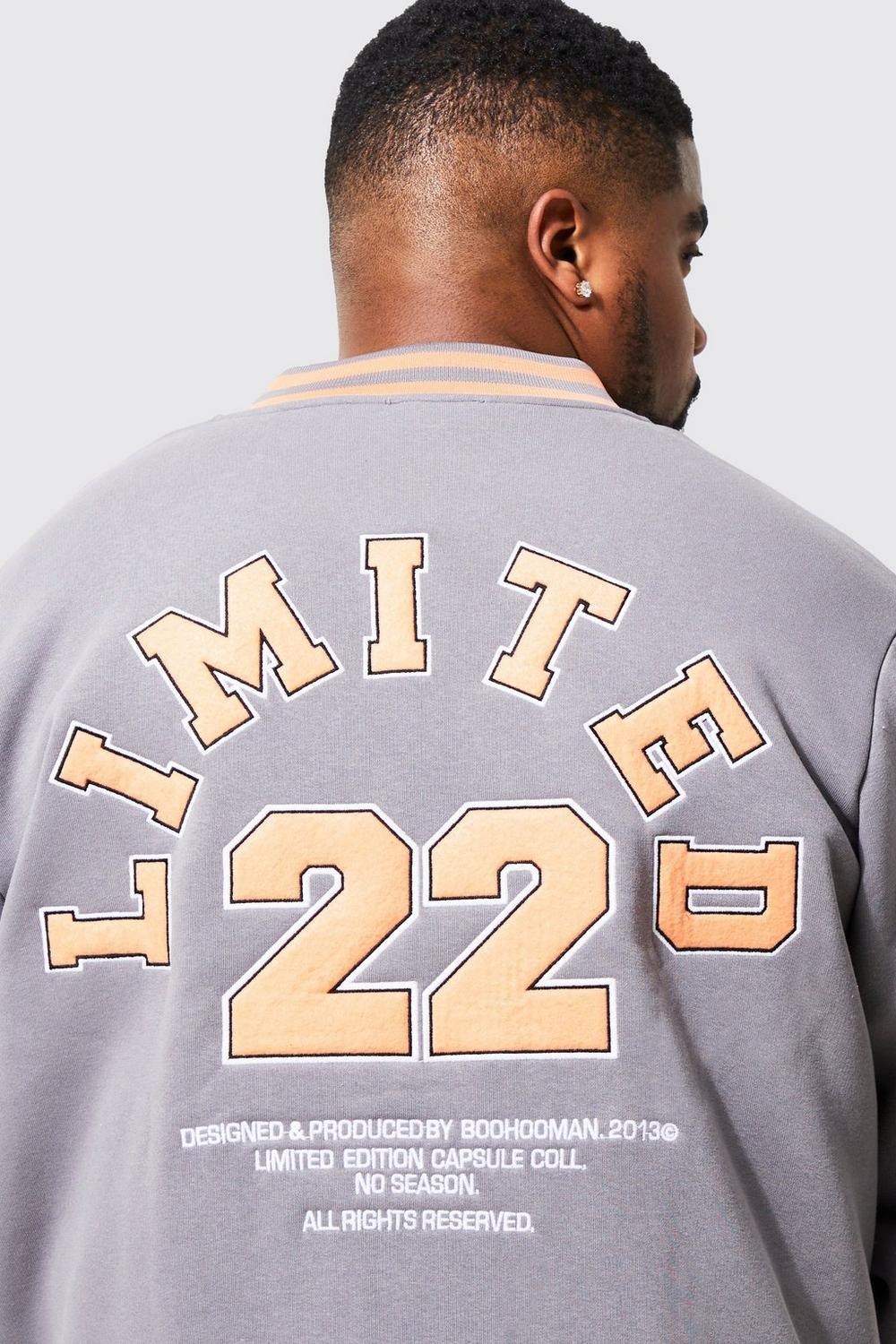 Oversize  Penye Çıtçıtlı  College Bomber Mont Sweat-Antrasit