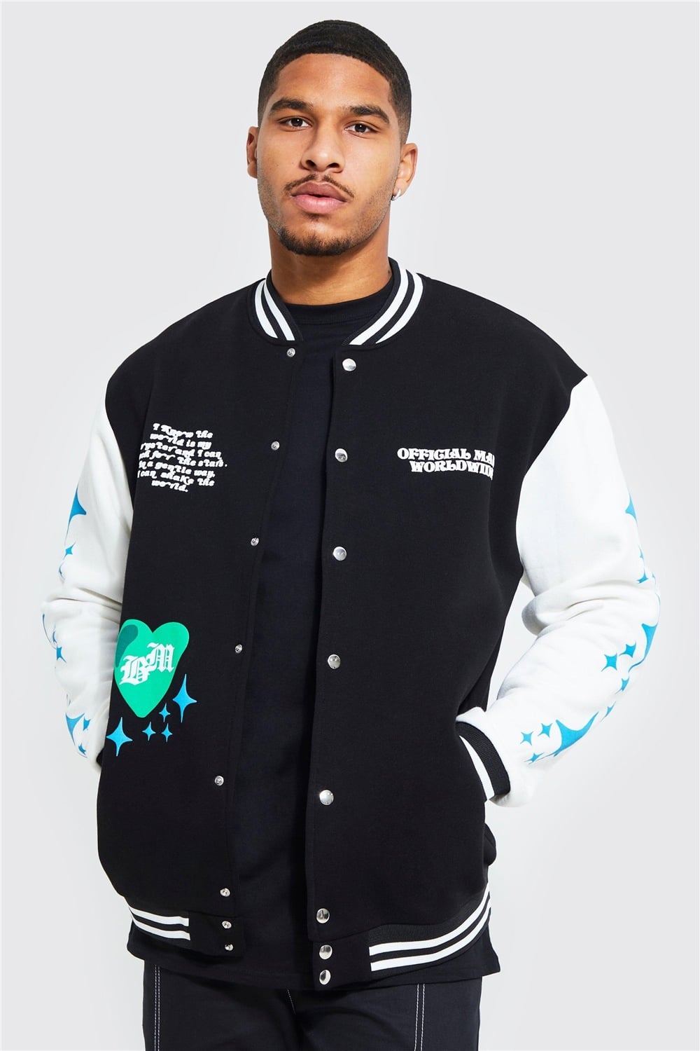 Oversize  Penye College Bomber Mont Sweat-Siyah