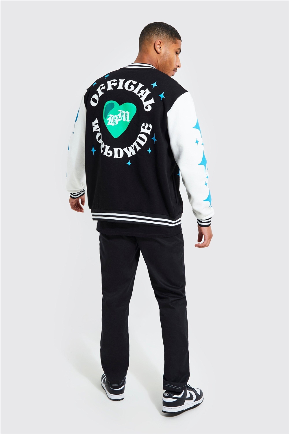 Oversize  Penye College Bomber Mont Sweat-Siyah