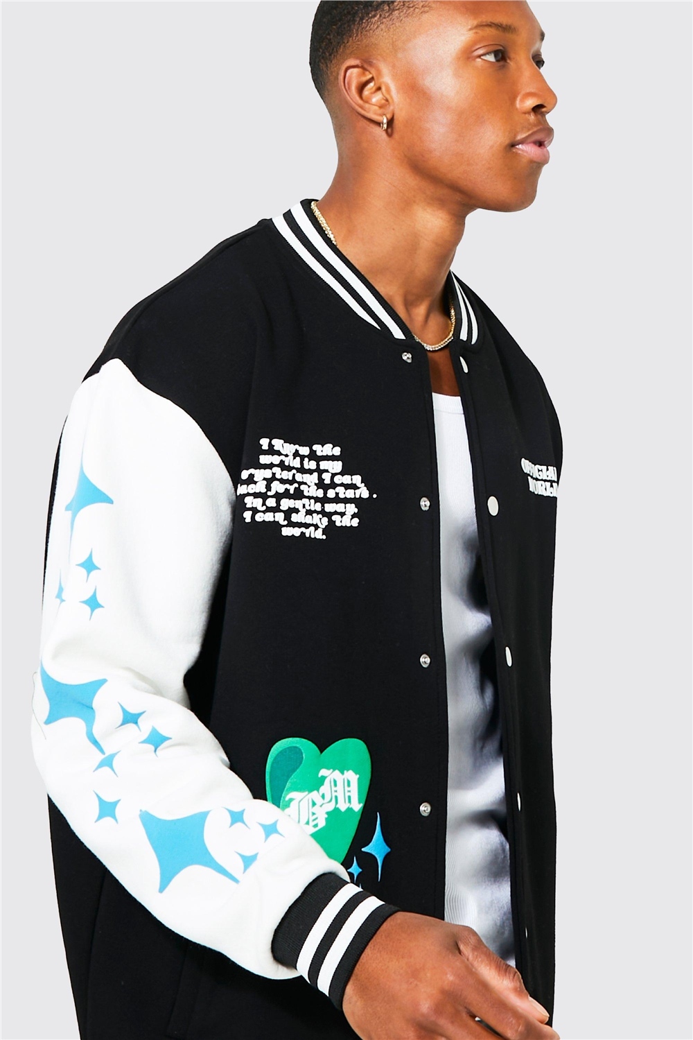 Oversize  Penye College Bomber Mont Sweat-Siyah