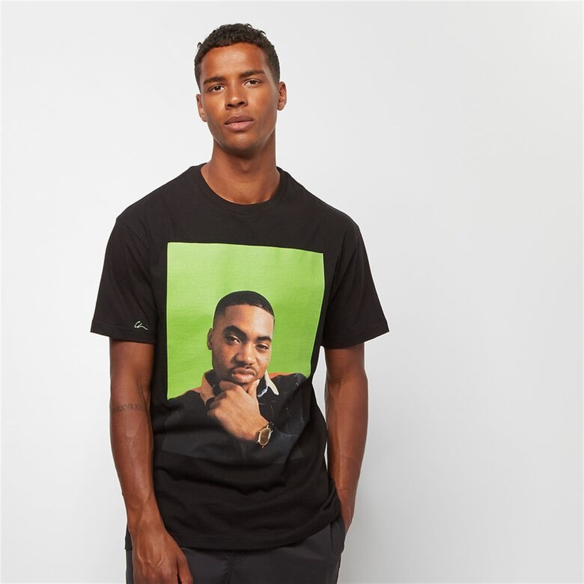 Oversize Queensbridge  Baskılı  T shirt-Siyah-Yesil