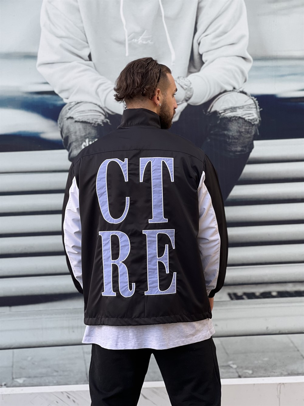 Oversize Unisex Sweat Yağmurluk-Siyah