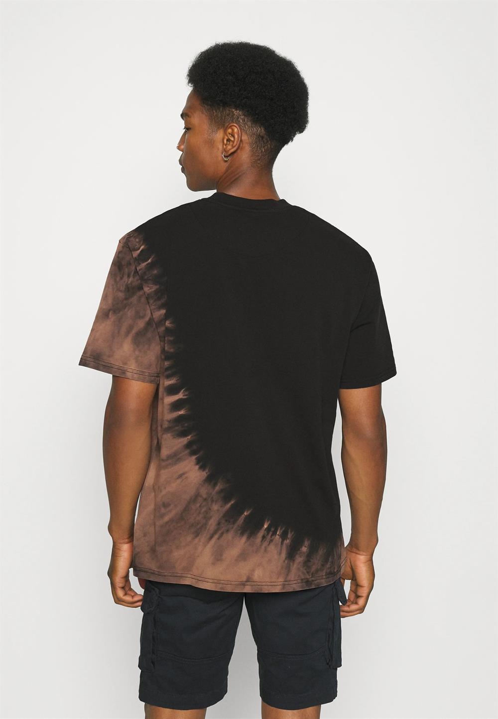Oversize Yıkamalı  Logo  T shirt-Kahve