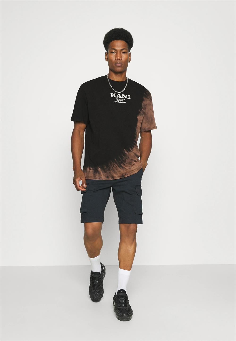 Oversize Yıkamalı  Logo  T shirt-Kahve