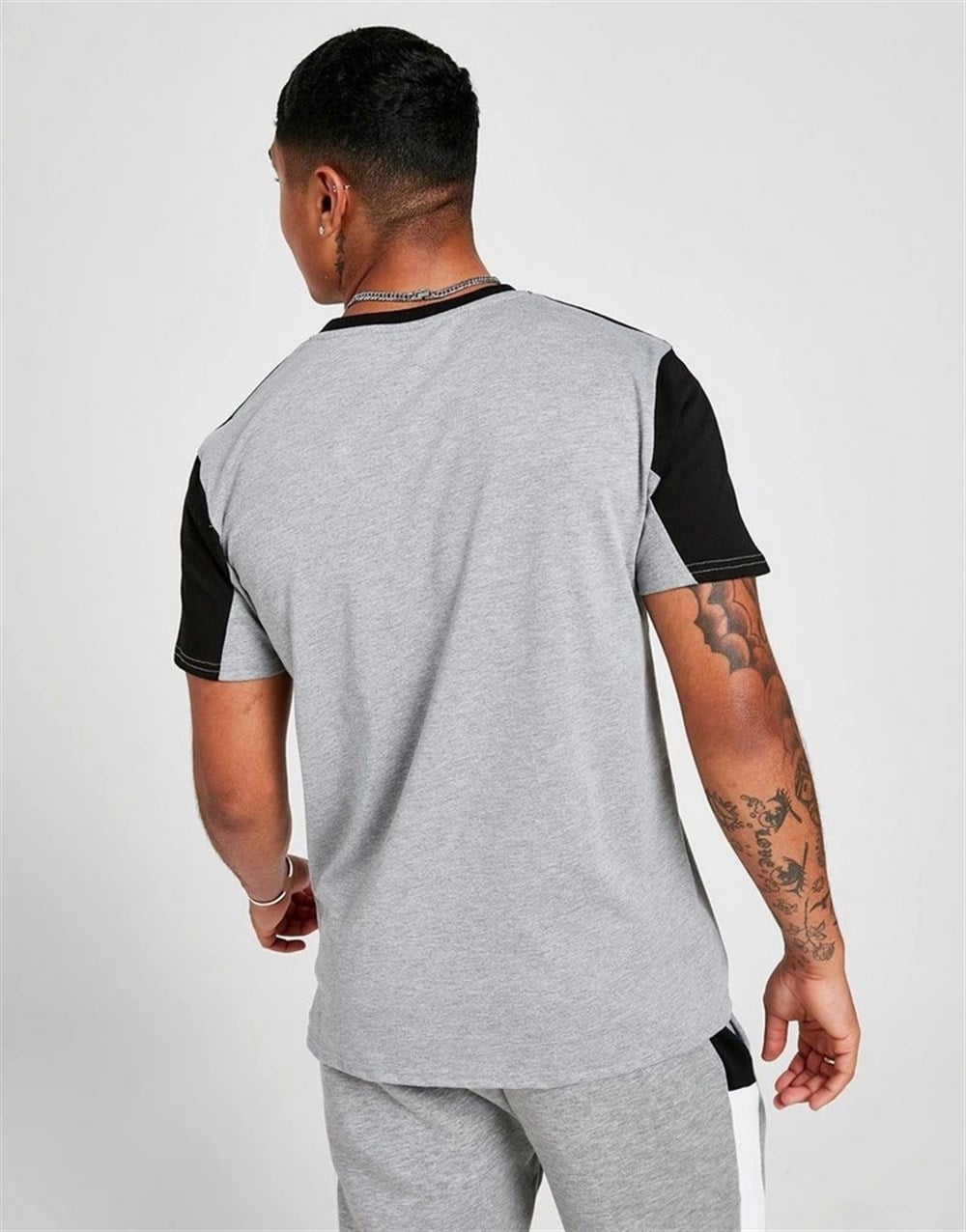 Panel Logo Block T Shirt-Gri