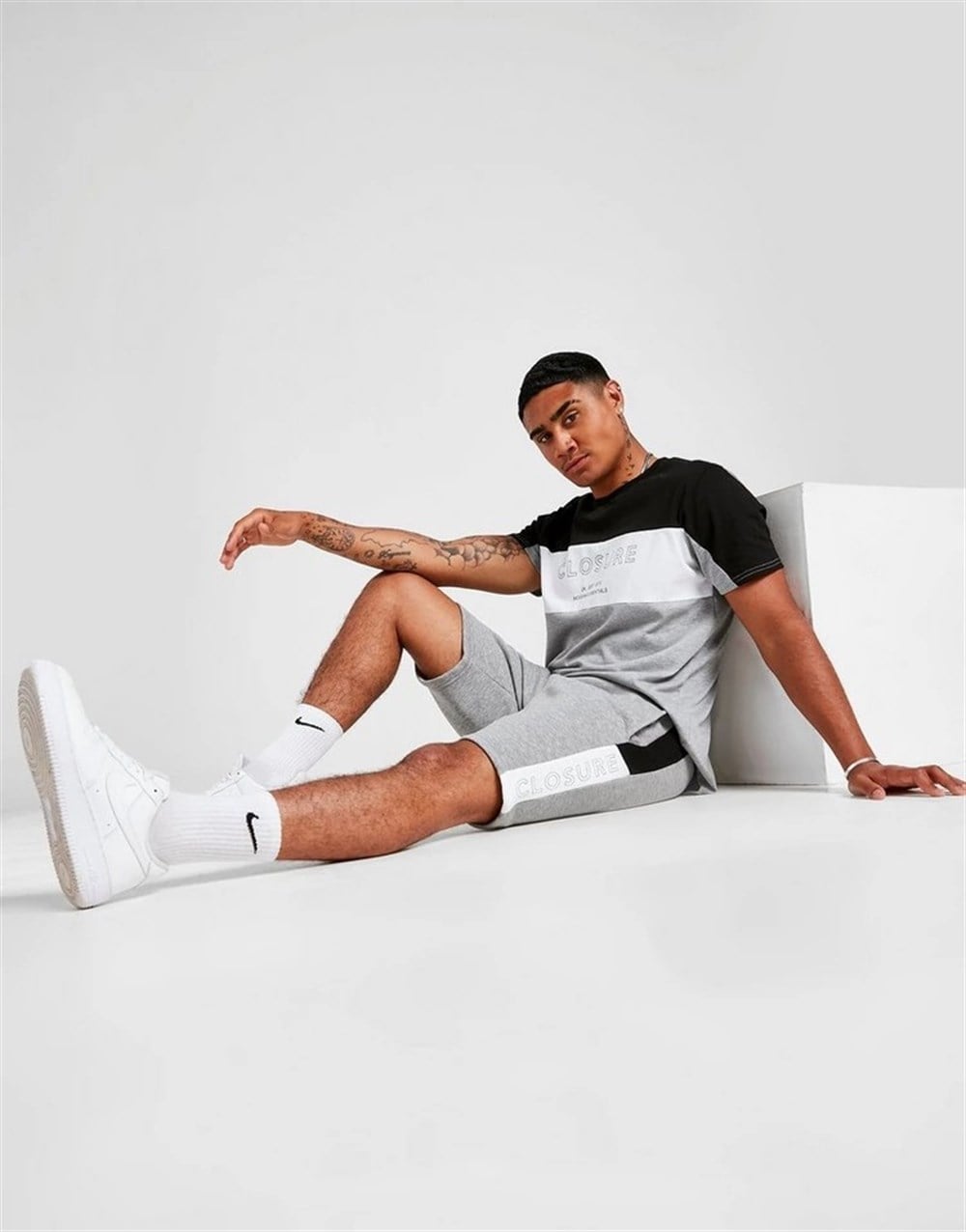 Panel Logo Block T Shirt-Gri