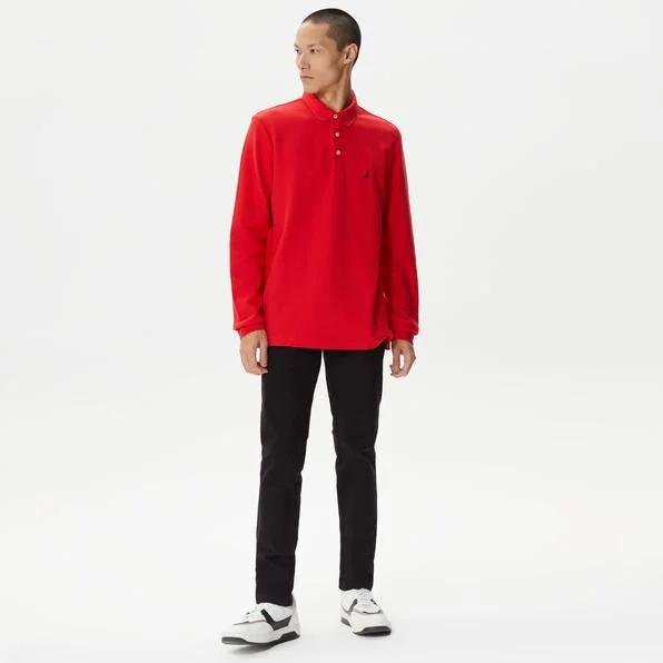 Polo Yaka Jersey Sweat-Kırmızı