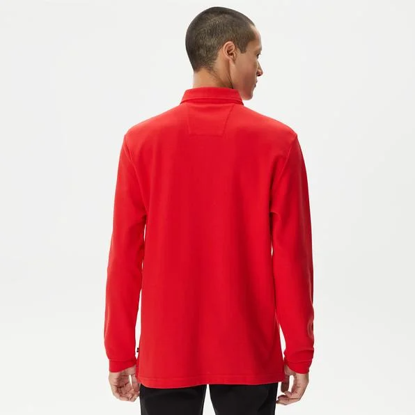 Polo Yaka Jersey Sweat-Kırmızı