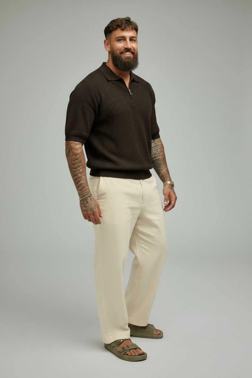Polo  Yaka Merserize T-shirt-Kahve