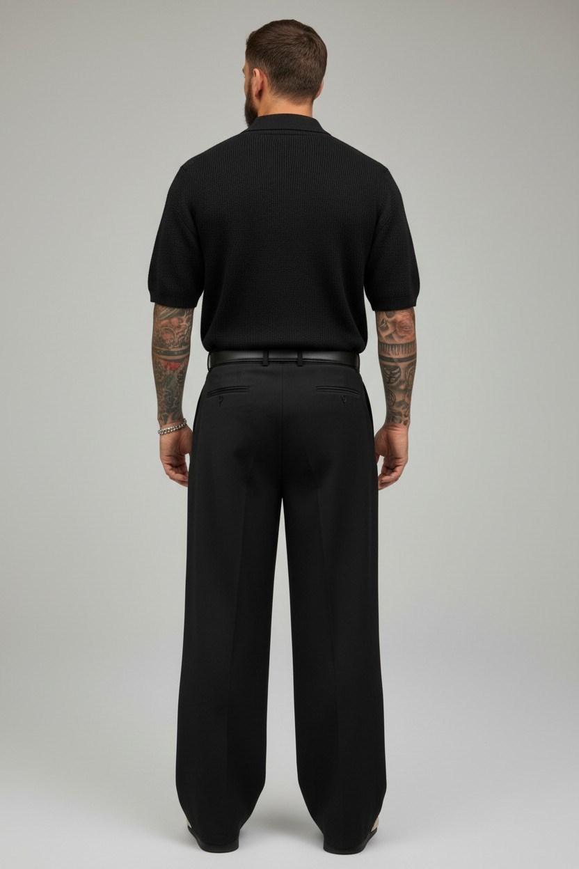 Polo  Yaka Merserize T-shirt-Siyah