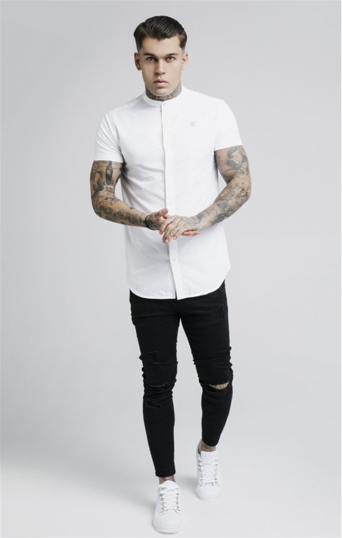 Raglan Kol Hakim Yaka S/s  Gömlek-Beyaz-Sarı