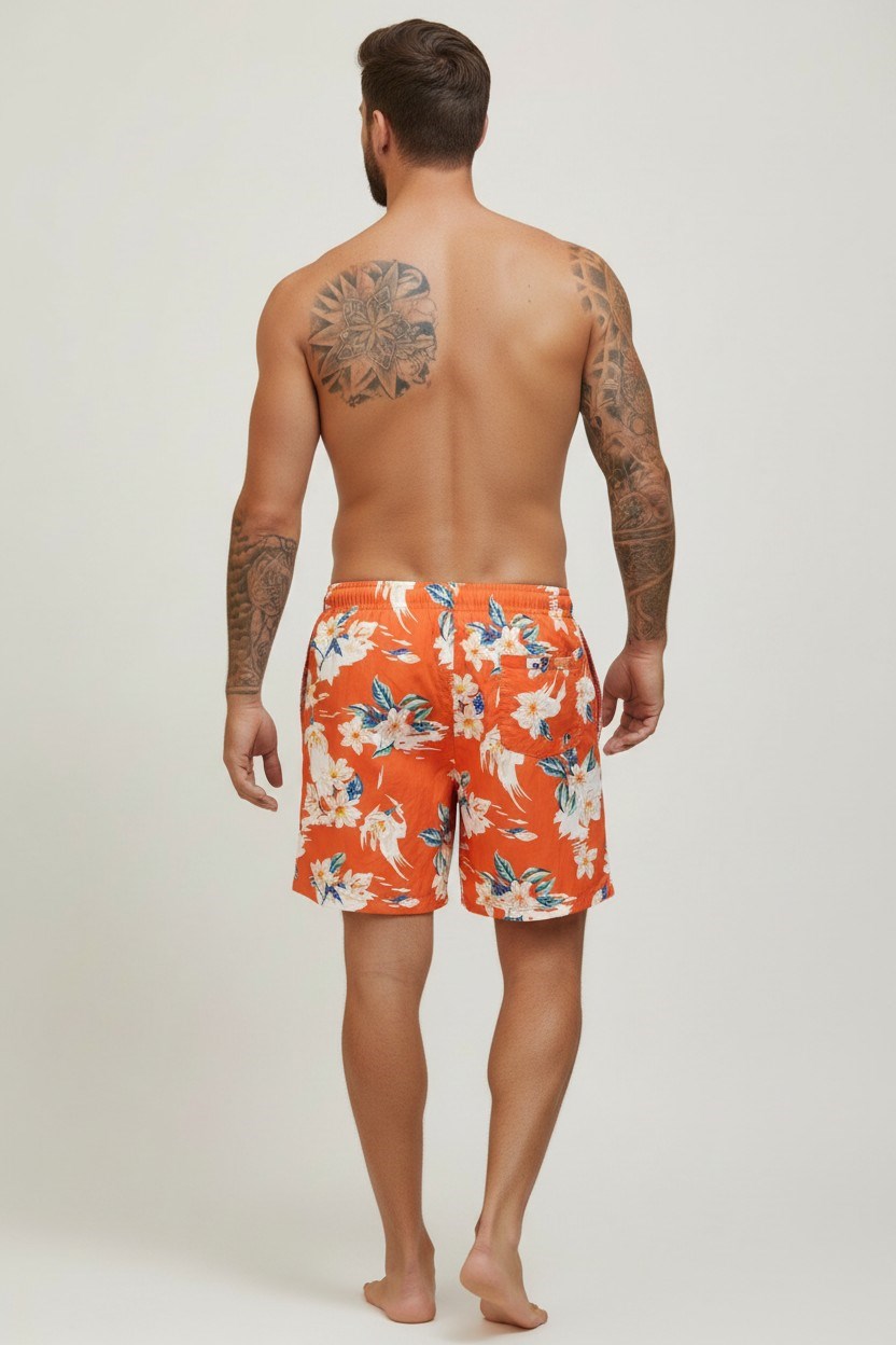 Special Hibiscus  Deniz Şortu-Turuncu