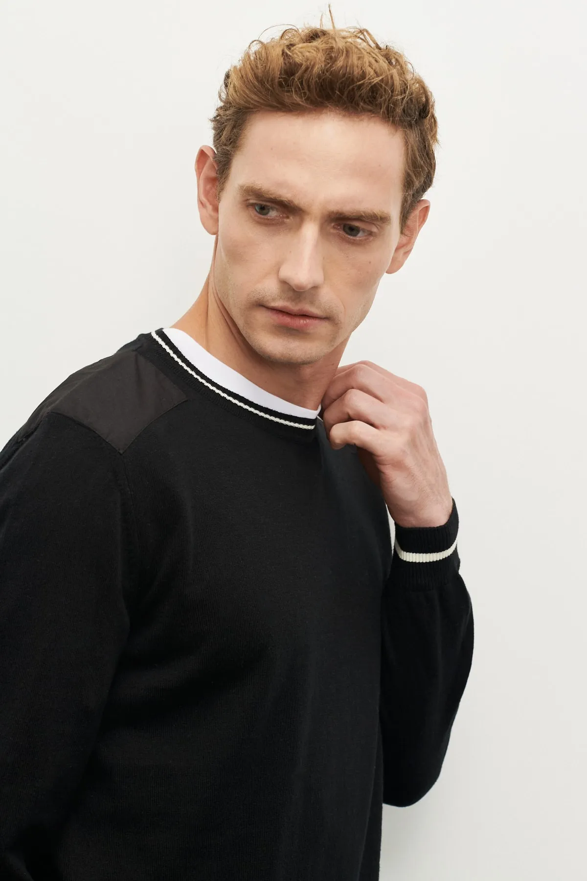 Special  L/S apolet Triko Tshirt-Siyah