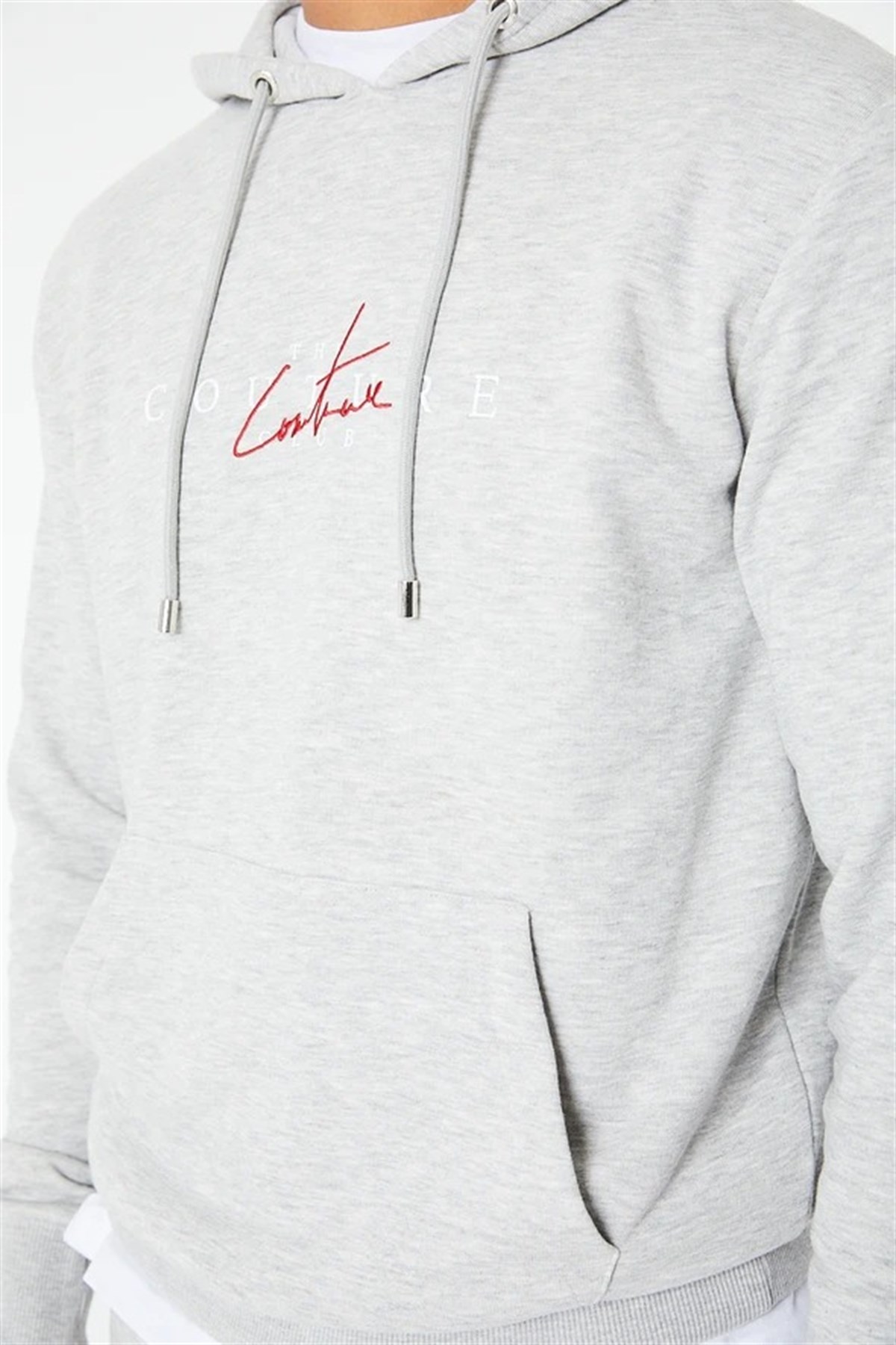 Unisex İmza Logo Kapişonlu Sweat-Gri
