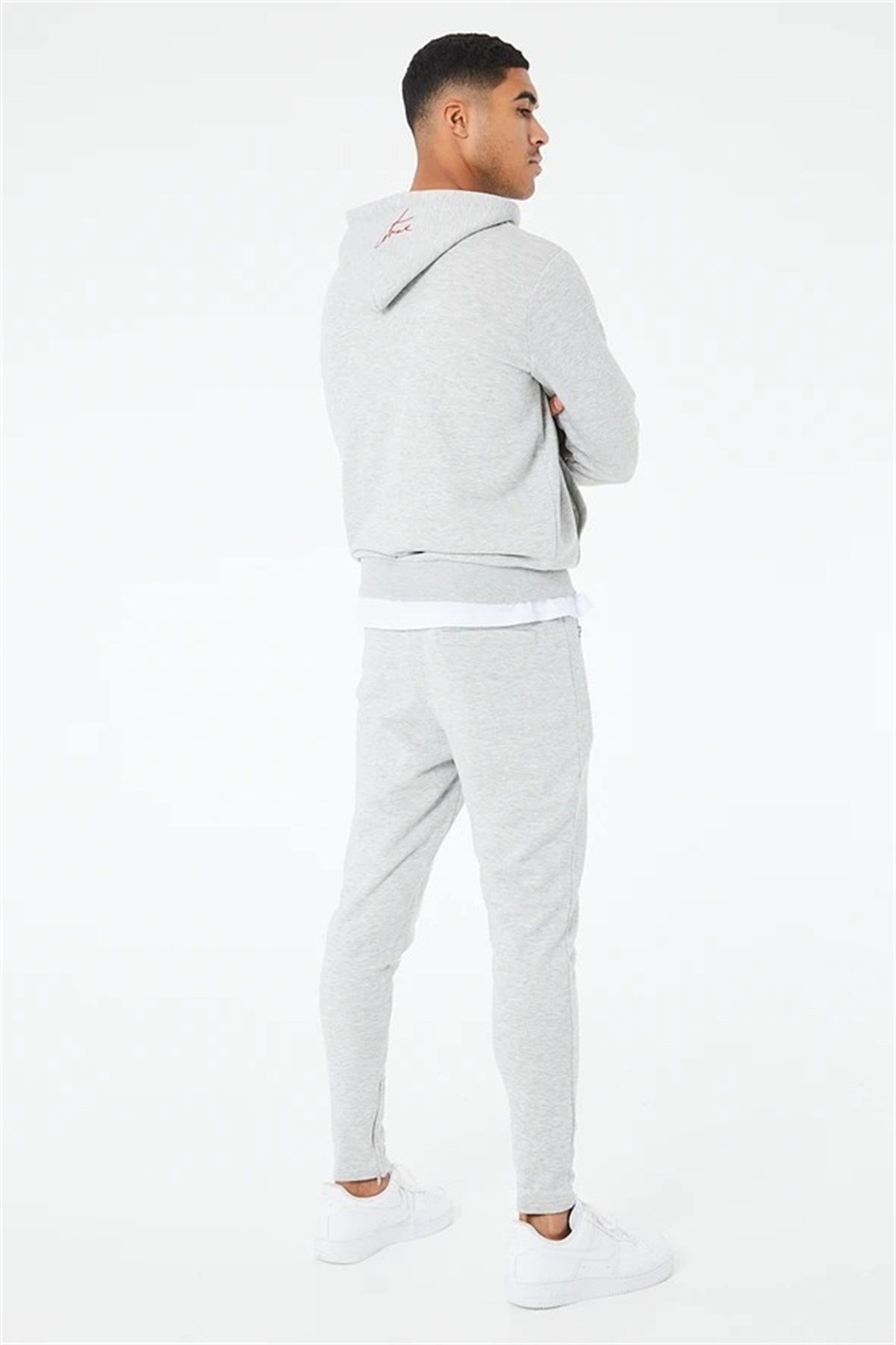 Unisex İmza Logo Kapişonlu Sweat-Gri
