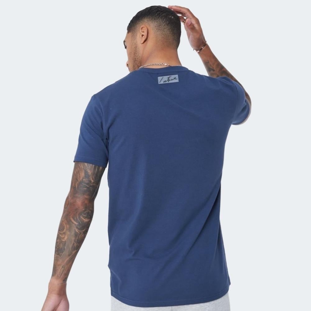 Unısex İmza Nakışlı T shirt-Lacivert