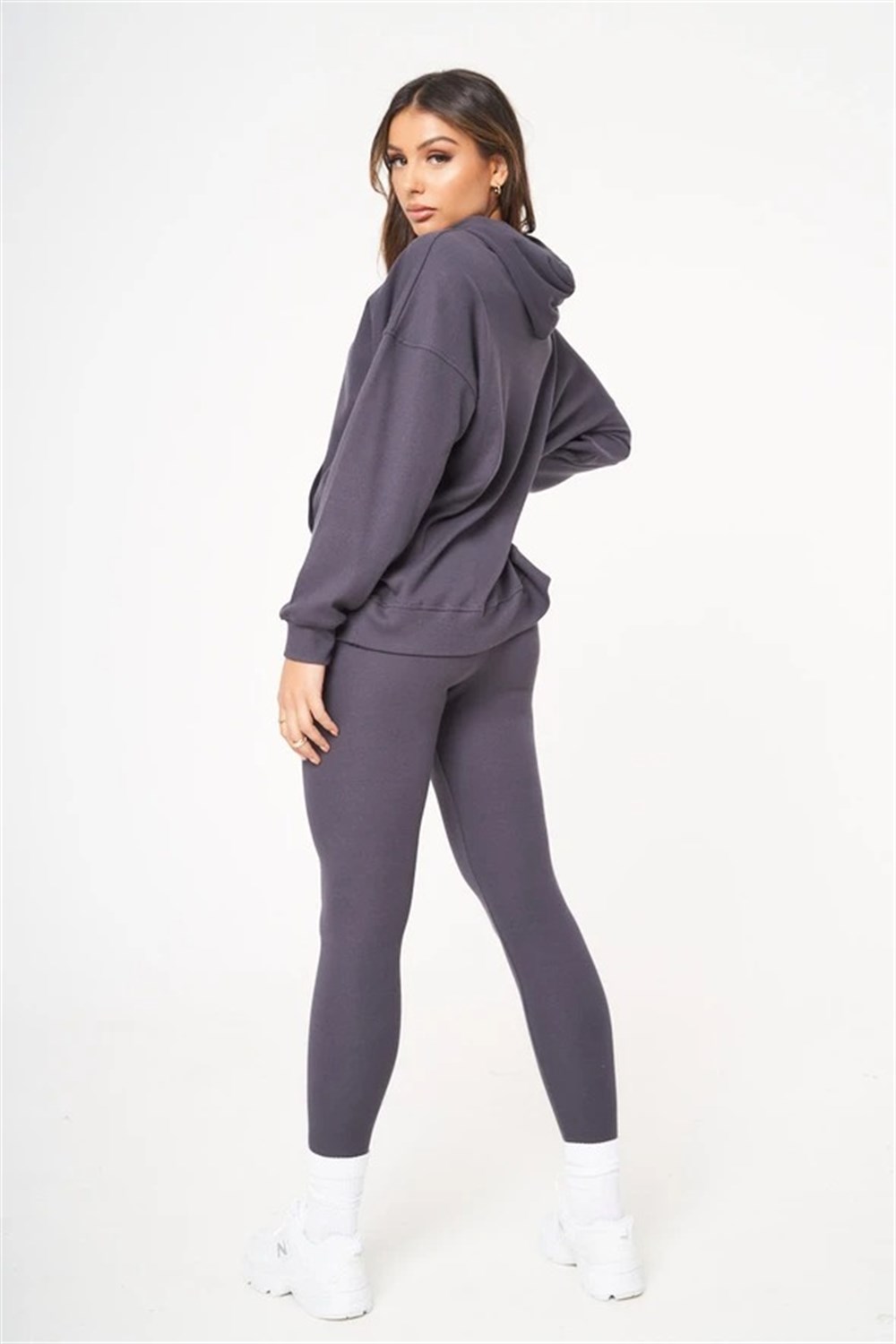 Unisex Oversize Fitilli Kumaş Sweat-Antrasit