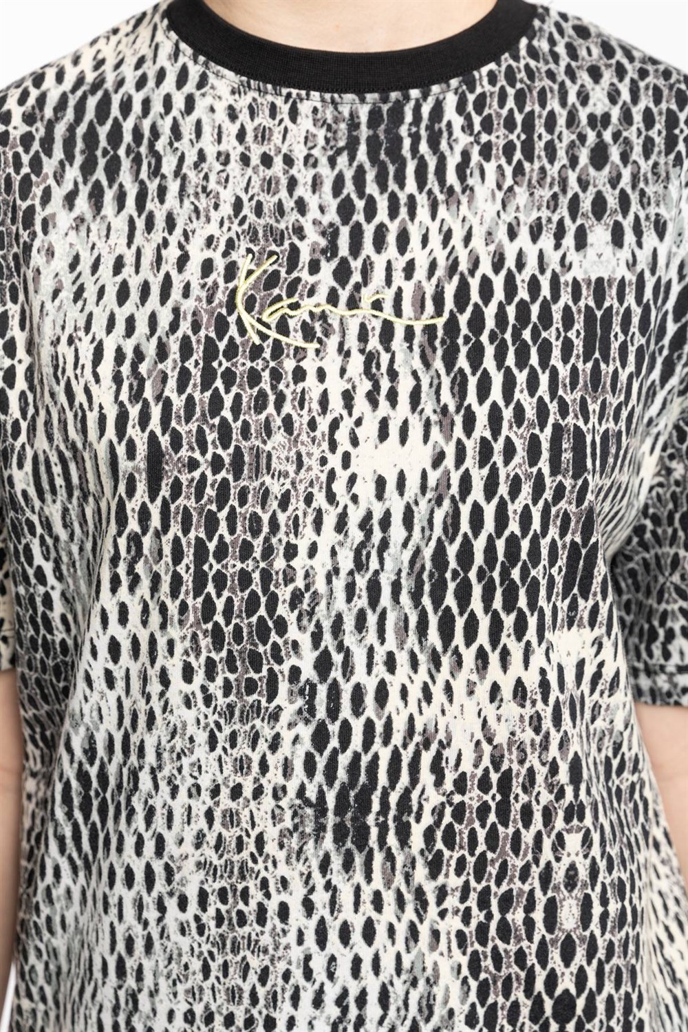 Unisex Oversize Yılan Baskılı  T shirt-Beyaz