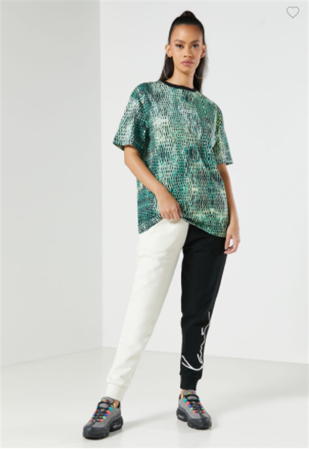 Unisex Oversize Yılan Baskılı  T shirt-Yeşil