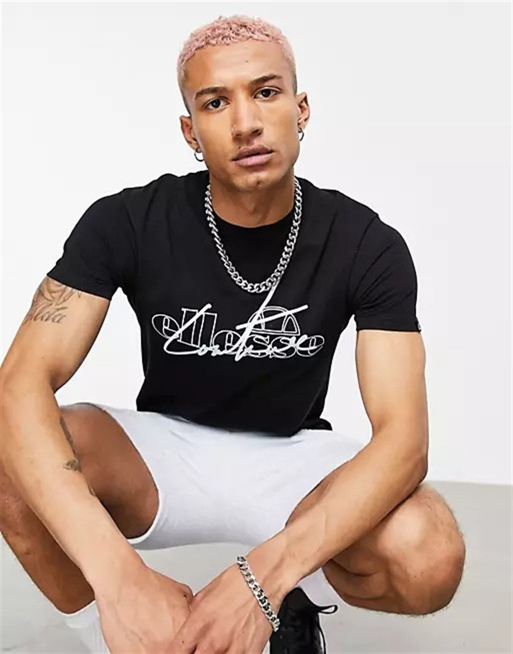 Unisex Slim Fit Baskılı T shirt-Siyah