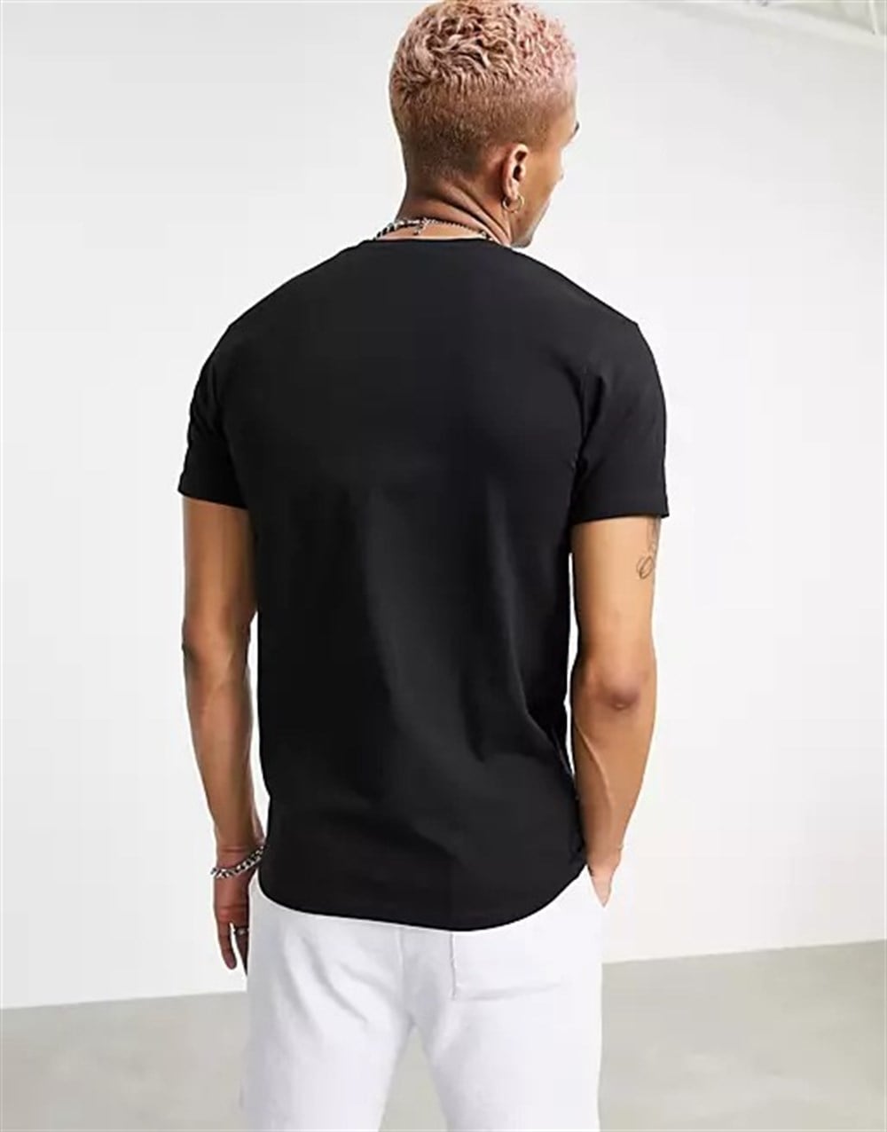 Unisex Slim Fit Baskılı T shirt-Siyah