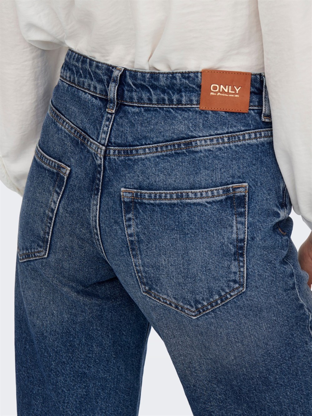 WIDE LOW-RISE JEANS-Mavi Açık