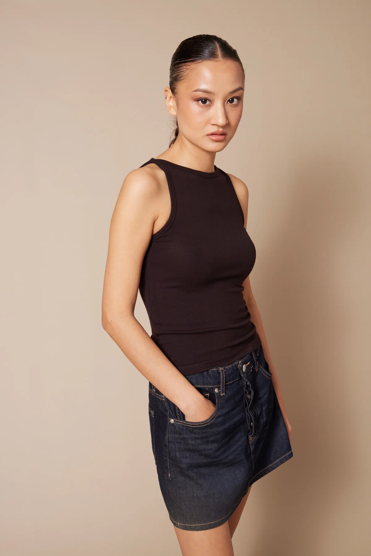 Yumuşak Dokulu Halter Top  Atlet-Kahve
