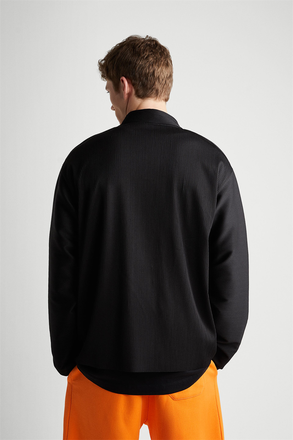 ZR Fitilli Kumaş Fermuarlı  Kapişonlu Sweat-Siyah