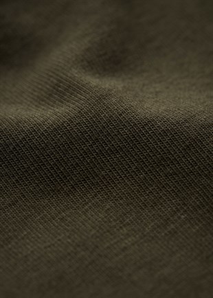 Altı Kavisli Long  Basic T shirt-Haki