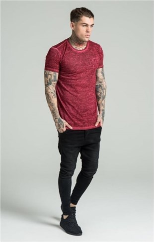 Altı Kavisli Long T Shirt-Kırmızı