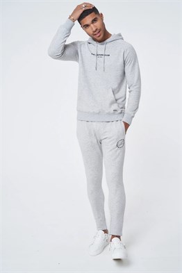 Arkası Baskılı Kapişonlu  Sweat-Gri