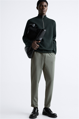 Basic İpli Jogger Pantolon-Haki