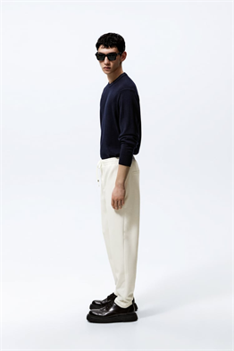 Basic İpli Jogger Pantolon-Kirli Beyaz