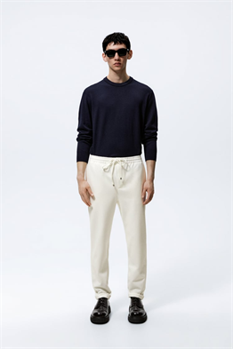 Basic İpli Jogger Pantolon-Kirli Beyaz