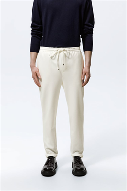 Basic İpli Jogger Pantolon-Kirli Beyaz