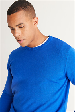 Basic L/S Triko Tshirt-Saks Mavi