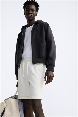 Basic Soft Kumaş İpli Jogger  Şort-Beyaz