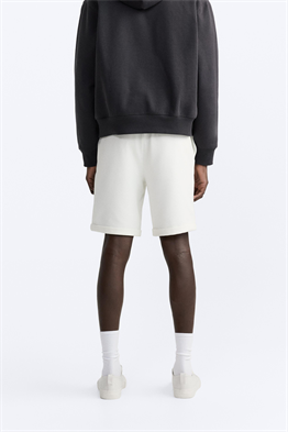 Basic Soft Kumaş İpli Jogger  Şort-Beyaz