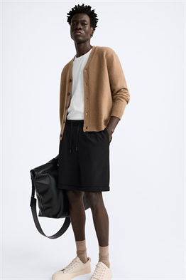 Basic Soft Kumaş İpli Jogger  Şort-Siyah