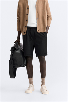 Basic Soft Kumaş İpli Jogger  Şort-Siyah