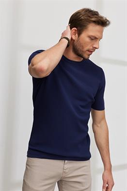 Basic Triko Tshirt-Lacivert