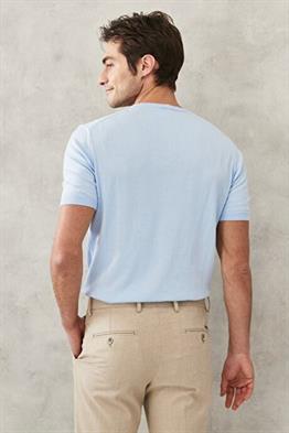 Basic Triko Tshirt-Mavi Açık
