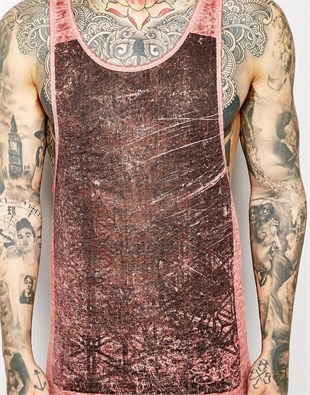 Baskılı İnce aş Atlet-Bordo-Yağ Yıkama