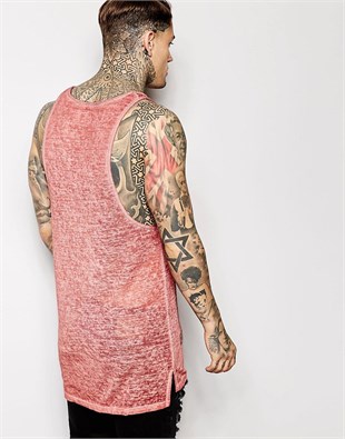 Baskılı İnce aş Atlet-Bordo-Yağ Yıkama