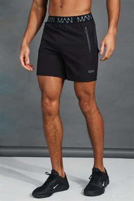 Beli LAstikli  Lastikli Gym Şort-Siyah