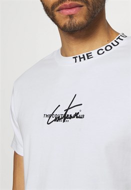 Biyesi Yazılı Logolu  T shirt-Beyaz