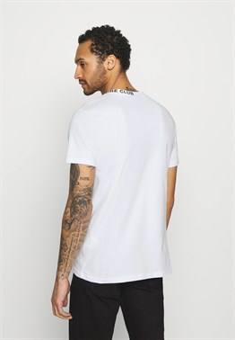 Biyesi Yazılı Logolu  T shirt-Beyaz