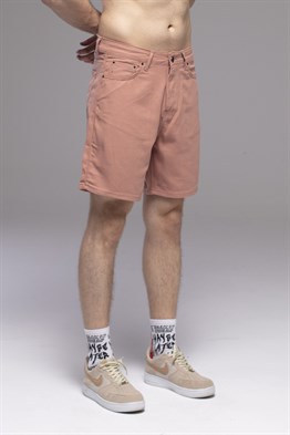 Bol Kalıp Denim Kot  Şort-Somon